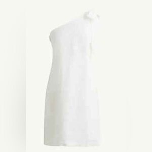 Jcrew White Linen One Shoulder Shift Dress